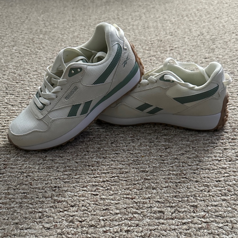 Reebok Classic Cream and Green Shoes